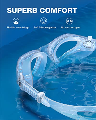 ZIONOR Swim Goggles, G1 SE Swimming Goggles Anti-Fog for Adult Men Women - color: A1-clear Lens Clear Frame