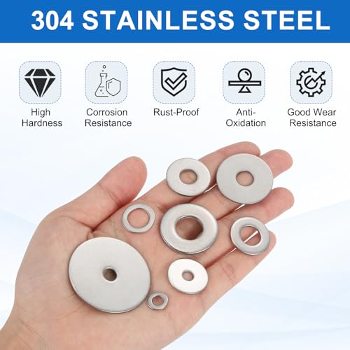 MECCANIXITY 5 Pcs M6 Stainless Steel Flat Washers Round Assortment Parts Spacers Assorted for Screws, Bolts, Plumbing, Automotive, Electrical 6.5mm ID 28mm OD 2mm Thick - size: M6, 6.5mm ID 28mm OD 2mm Thick