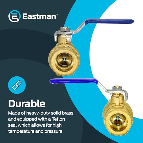 Eastman Full Port Ball Valve, 3/4 x 3/4 Inch Compression Ends, Brass Inline Water Shut-Off Valve, 20097LF - size: 3/4 in.