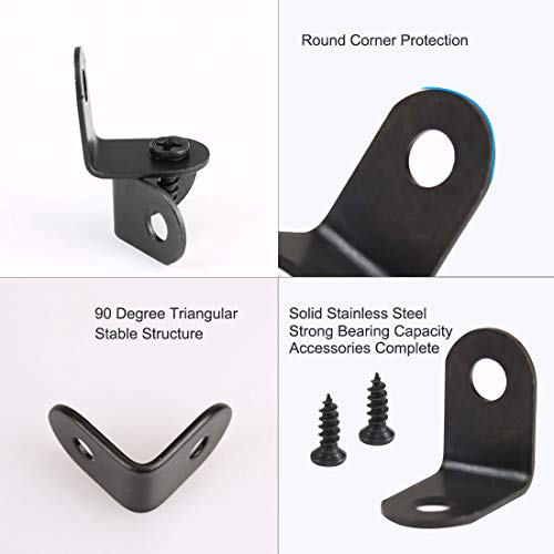 uxcell 60pcs Angle Bracket Metal 12x12mm Black Corner Brace Fastener L Shaped Right Angle Brackets Corner Protector Shelf Support with Screws for Furniture