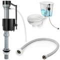 Universal Toilet Fill Valve Replacement Kit, Toilet Repair Kit Inside Tank and 12 Inch Flexible Connector, Flusher Replacement Kit Adjustable & Water saving, Quiet & Easy Install Tank Water Control