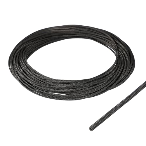 uxcell Insulation Cable Protector,1mm/0.04 Inch-20m/66 Feet High Temp Fiberglass Sleeve Black - color: Black, size: 1mm-20m