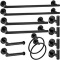 12 Pieces Matte Black Bathroom Hardware Accessories Set Hand Towel Ring 16&23.6 inch Round Towel Bar Toilet Paper Holder Towel Hooks 4 Pieces SUS 304 Stainless Steel,Heavy Duty,Wall Mounted - color: Matte Black, size: 12 piece 24"