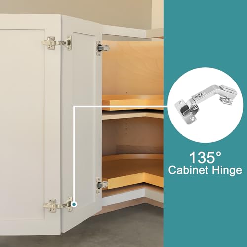 HBL' 4 Pack Corner Cabinet Hinges, 135° Lazy Susan Hinge for Cabinet Replacement, 35MM Lazy Susan Hinges for Kitchen Bifold Doors