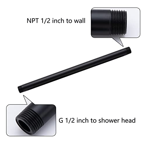 12 Inch Ceiling Mount Shower Arm and Flange, Matte Black,SW-91038-12MB. - color: R-angle Square Flange-12" Matte Black