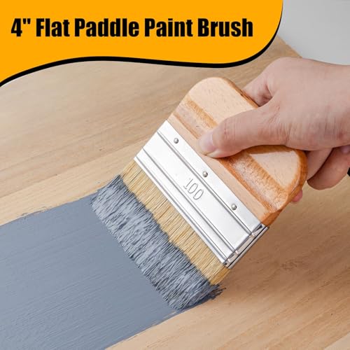 5 Pack Natural Bristle Chalk Wax Brush, Brushes for Furniture | Wooden Handles, Multi-Size Paint Brushes Apply Chalk & Milk Paint for Furniture Refinishing, Waxing, DIY Craft - size: 1 Large, 3 Small, Paddle Brush