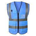 High Visibility Safety Vest with Reflective Strips & Pockets - color: Blue, size: 6X-Large