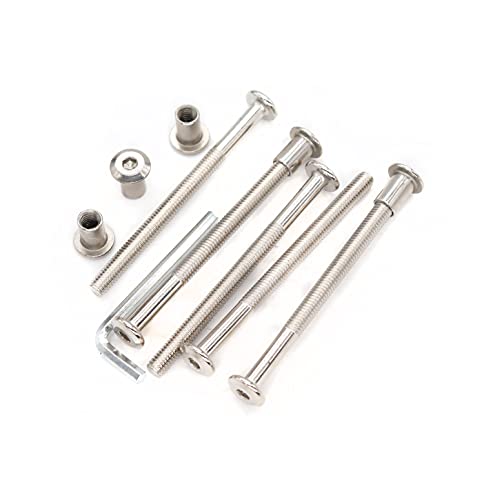 10-Pack M6x100mm Nickel Plated Allen Bolts Dowel Nuts Set for Furniture Connecting - size: M6 x 100mm 10-pack