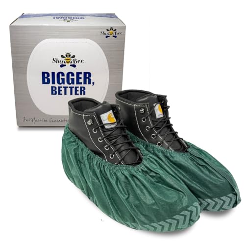 ShuBee Original Disposable, Extra-Large Boot and Shoe Covers, Thicker & Stronger, Durable Protection for Floors - 50 Pairs - color: Dark Green