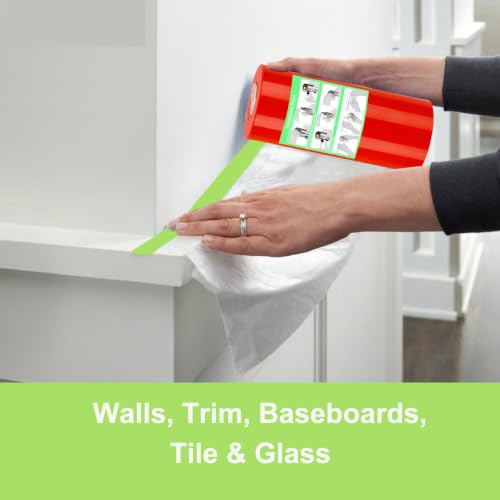 Pre-Taped Masking Film with Dispenser - 44" x 66' Painters Plastic - color: 1 Dispenser 2 Refill 44" x 66'