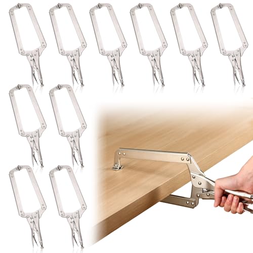 Lasnten 10 Pcs 18 Inch C Clamp Locking Pliers with Swivel Pads Heavy Duty Welding Clamps Adjustable C Pliers Instrument for Wood Working Welding Electrician Maintenance, 6.7 Inch Max Jaw Opening