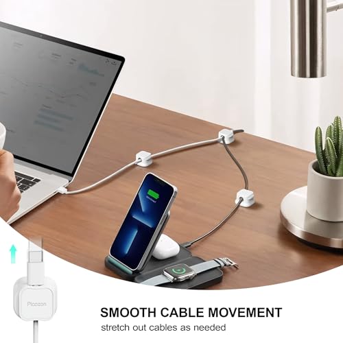 Picozon 6 Pack Magnetic Cable Clip Organizer Cord Holder, Picozon Adhesive Cable Management, Wire Phone USB Charger Cable Holder Keeper Organizer for Car, Office Home Desktop, Wall, Night Table - size: Pack of 6
