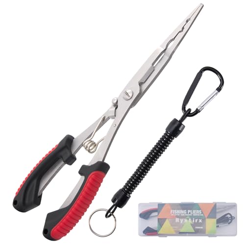 Fishing Pliers - Stainless Steel Needle Nose | Hook Remover & Line Cutter, Non-Slip Handle, For Freshwater & Saltwater