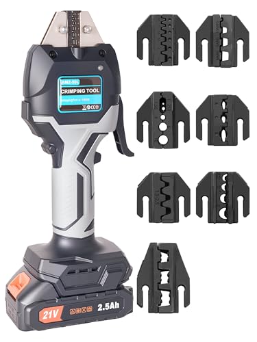AMZCNC Electric Wire Crimper Battery Powered 0.5-50mm² 7 Dies Tool Kit Set