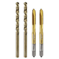 uxcell Metric Tap & Drill Bit Set, 2pcs M5 x 0.8 Spiral Point Thread Taps Titanium Coated and 2pcs 4.2mm Twist Drill Bits Roasted Yellow, Screw Tapping Threading Tools - size: M5 x 0.8 + 4.2mm