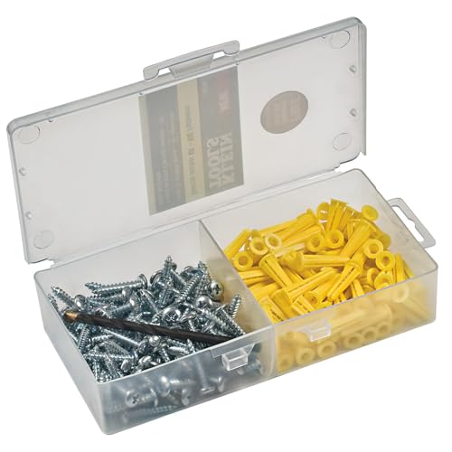 Klein Tools 53729 Conical Anchor Kit, 100 Anchors, 100 #2 Phillips, 1/4 Inch Masonry Drill Bit, Drywall and Masonry - size: 100 Count (Pack of 1)
