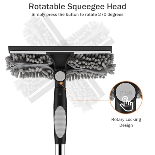 SetSail Window Squeegee with 66in Extension Pole 2-in-1 Window Cleaning Kit - color: Black Grey