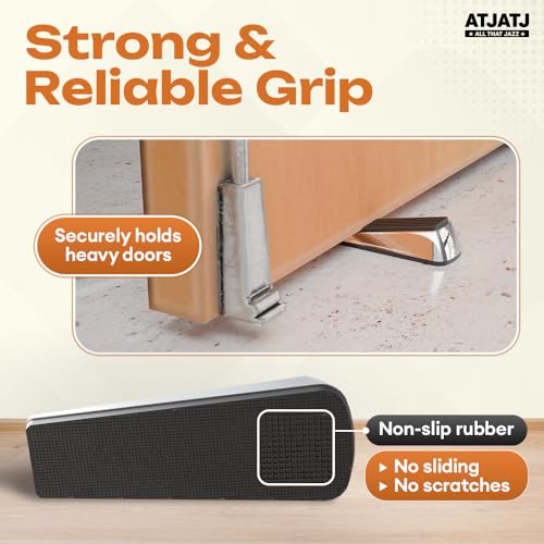 2 Packs Door Stoppers for Bottom, Rubber Wedge, Heavy Duty Doorstop for Inside, Rubber, Floor, Wedge Garage Classroom Stopper for Carpet, Door Holder
