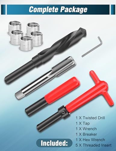 M18x1.5 Thread Repair Kit, 10 Pcs Helicoil Thread Repair Kit Thread Chaser Set, Portable Thread Metric Inserts Repair Kits Helicoil Thread Repair kit, Compatible Hand Tool Set for Auto Repairing - color: M18x1.5