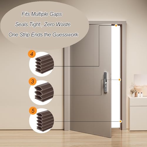 Rip-to-Fit Weather Stripping – 20 Feet, 5-Layer Adjustable Self-Adhesive Weather Seal Strips Fits Big Gaps(0.04-0.59 Inch), for Door Frame Door Insulation Strip Waterproof, Transparent - color: Transparent
