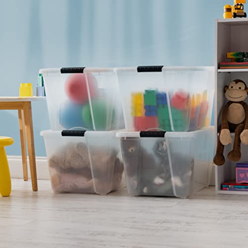 IRIS USA 3-Drawer Rolling Storage Cart, Black/Clear - color: Clear, size: 54 Qt, style: 4 Pack