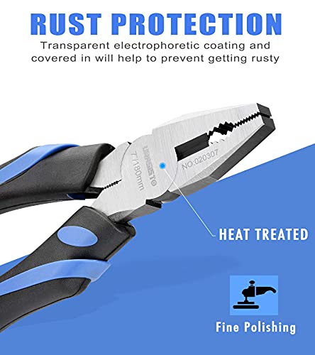 URASISTO 6-Inch Linesman Pliers with heavy Duty Nickel Chromium Steel Construction - size: 6" Linesman Pliers
