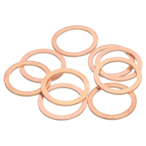 MECCANIXITY 9Pcs Flat Washer, M22 Copper Washers Copper Sealing Ring Crush Washer Kit Assortment, 22mm ID, 28mm OD, 1.5mm Thick for Bolts Screws Machinery Repair - size: 22mmx28mmx1.5mm