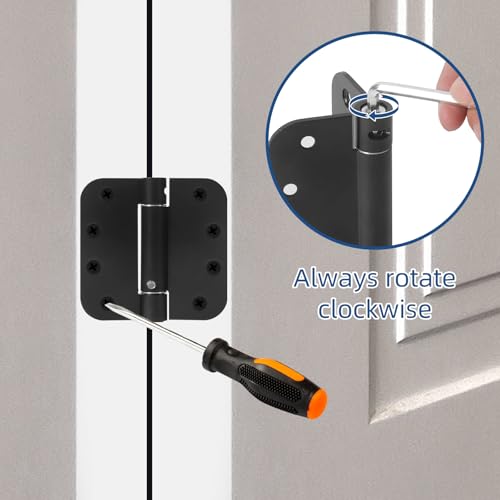6 Pack Self Closing Door Hinges, 4 Inch Spring Loaded Hinges Adjustable Tension Spring Hinges with 5/8'' Radius Corners, Heavy-Duty Door Hardware for Commercial and Residential Doors, Matte Black