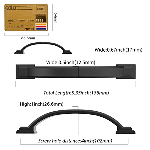 Amerdeco 10 Pack Matte Black Cabinet Pulls 4" - color: Matte Black, size: 4" hole center