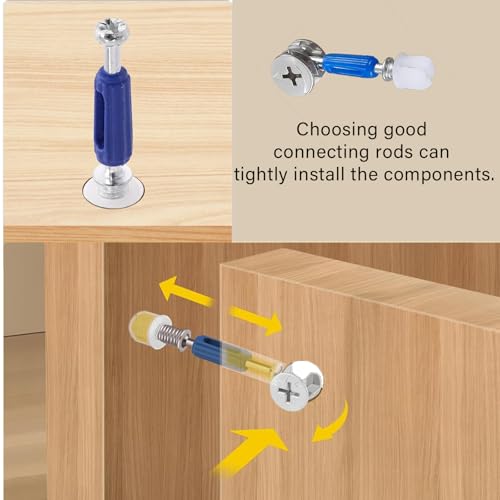 TayFeim124 Pcs Cam Lock Screws and Nuts,Cam Locks for Furniture Hardware Spare Parts, 3 in 1 Cam Connecting Fittings, Bolts dowels, Twist Lock Fasteners for Cabinet Drawer Dresser