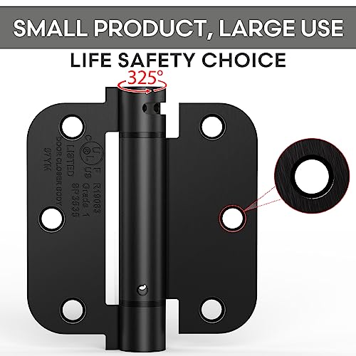 4 Pack 3.5 Inch Self Closing Door Hinges, Gloss Black - size: 3.5" (4 Pack)
