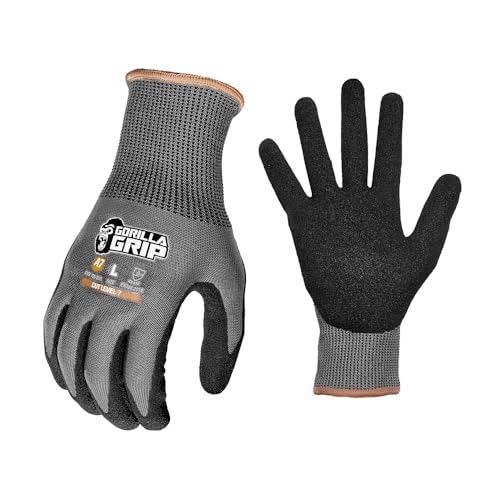 Gorilla Grip A7 Cut Resistant Work Gloves, Nitrile Coated -Medium (27236-212B) - color: Grey A7, size: Medium