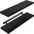 Amada 24 Inch Floating Shelves with Invisible Brackets, Set of 2, Black | Wall Shelves with Hidden Bracket, Solid MDF Wood, 22 lbs Max Load per Shelf, Easy to Assemble, Multi-Wall Compatible - color: Black, size: 24 inches