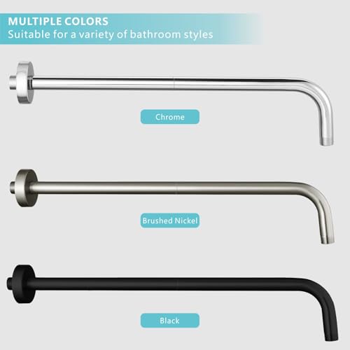 Shower Arm with Flange, 24 Inches Wall Mount Replacement Extension Showerhead Arm For Fixed Shower Head, Brushed Nickel - color: Brushed Nickel, style: 24 Inch