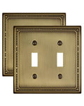 Switch Plates Outlet Covers, 2-Pack Antique Brass Metal Wall Plates - color: Antique Brass, size: 2 Toggle 2PK