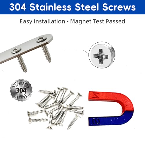 111PCS 5 Sizes Flat Mending Plates for Wood Metal Brace Bracket Stainless Steel Straight Wood Brackets with Screw Holes 1.4"/1.8"/2.2"/3.0"/3.8" inch(Silver) - color: Silver