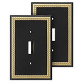 Pearled Frame Decorative Wall Plate Switch Plate Outlet Cover (Single Toggle 2PK, Black & Dark Golden) - style: Single Toggle 2PK