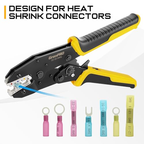GRENPRO Crimping Tool for Heat Shrink Connectors AWG22-10 Crimping Pliers