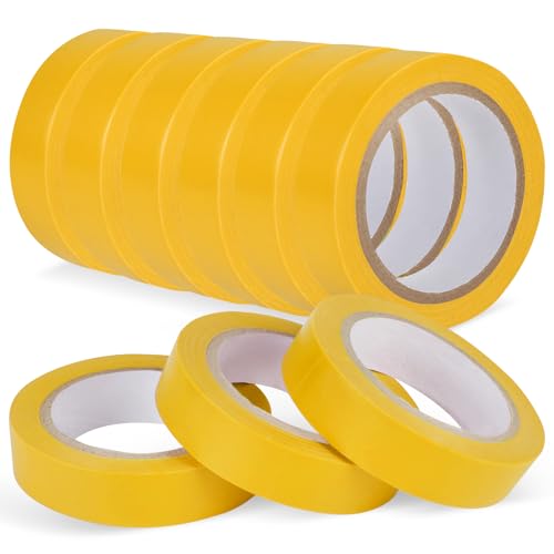 Romeda 9 Pack Electrical Tapes, Electrical Tape Water, Sun, and Oil Resistant, Electrical Tape is Suitable for Most Domestic, Commercial, and Industrial environments - Yellow - color: Yellow