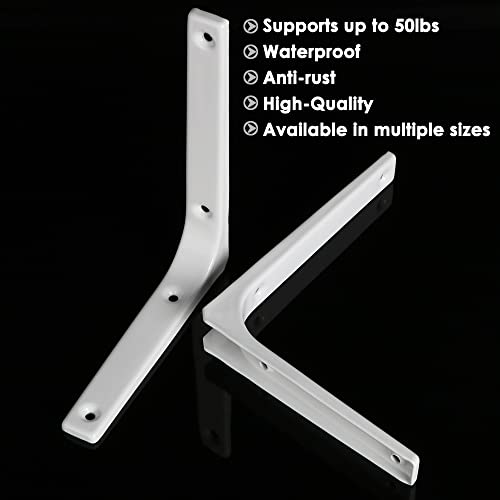 SAYAYO Wall Shelf Bracket White, 6 X 5 Inch Heavy Duty L Bracket for Wood - color: White, size: 6 x 5 Inch (4 PCS)
