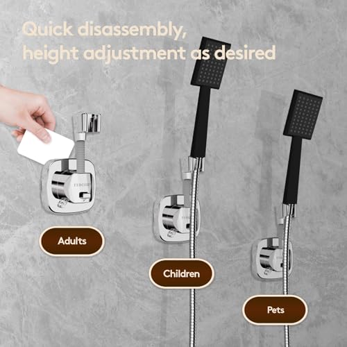 Shower Head Holder with Suction | 360° Swivel | Gray - color: Gray
