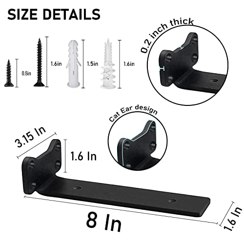 Heavy Duty Shelf Brackets Industrial L Shelf Bracket - 0.2 Inch Thick Premium Solid Steel Shelf Supports, Black Rustic Wall Brackets for Shelves - 8 Inch Floating Shelves Hardware (6 Pack) - size: 8 Inch-6 Pack