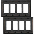 OKAWYC Quadruple Decorator Light Switch Cover Adler Metal Wall Plate, 2-Pack Aged Bronze 4 Gang Quadruple Rocker, for Receptacle Dimmer Switch GFCI Outlet, Switch Cover Decorative Wallplate, Durable - style: 4 Decorator 2PK
