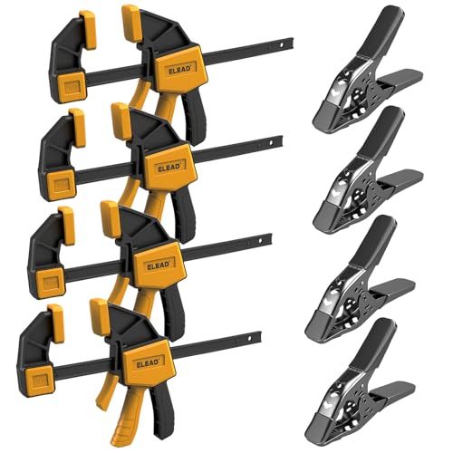 8-Piece Clamps for Woodworking - 4 Pcs 6 inch Bar Clamps, 4 Pcs Heavy Duty Metal Spring Clamps, Bar Clamps with 150 LBS Load Limit, Quick Release Triggers - style: 8-Piece 150lbs