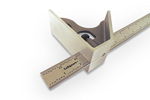 12” SAE Machinist Combination Square, Saddle Square, Stainless Steel Blade with 1/64", 1/32", 1/16" and 1/8" Markings, Hardened Aluminum Head LAS 12SS-12"