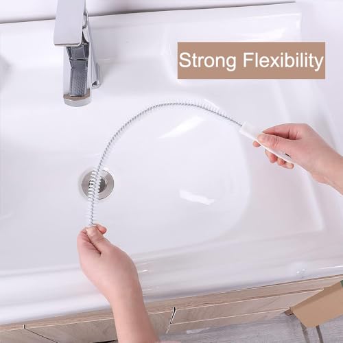 Flexible Drain Cleaner Brush, Bendable Shower Sink Long Pipe Cleaners Hair Clog Remover Cleaning Tool for Home Kitchen Sink, Bathroom Hair, Unclog Toilet, Dryer Vent, Sewer, Snake Tube