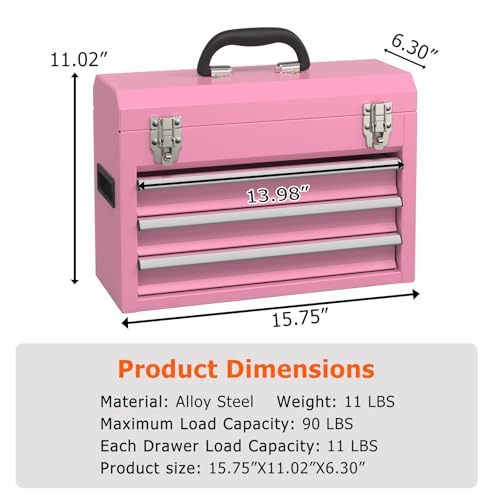 Portable Metal Tool Box - color: Pink