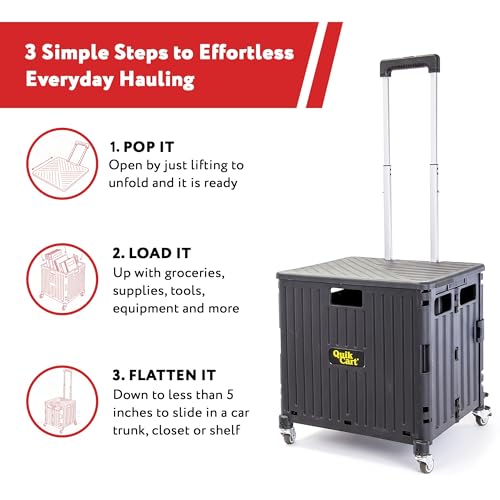 dbest Products Quik Cart 360 Collapsible Rolling Crate on Wheels - Black - color: Black, style: 360