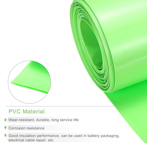 MECCANIXITY Battery Wrap PVC Heat Shrink Tubing 50mm Dia 80mm Flat 33 Feet(10meters) Light Green Good Insulation for Battery Pack - color: Light Green, size: 50mmx80mmx10m