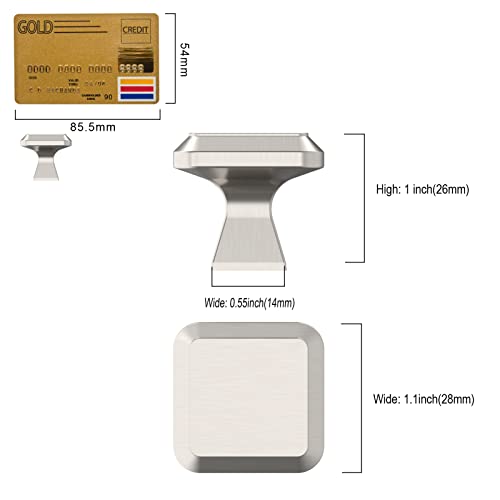 Amerdeco 10 Pack Brushed Satin Nickel Kitchen Cabinet Knobs Cabinet Hardware Single Hole Cabinet Pulls Dresser Knobs Square Drawer Knobs and Pulls for Bathroom Cabinets ZH0002 - color: Brushed Satin Nickel, size: Single Hole